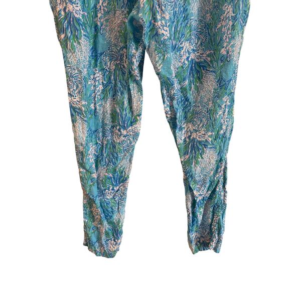 Lilly Pulitzer Taron 100% Linen Pants Size XL Drawstrings Blue Pockets - Picture 7 of 8